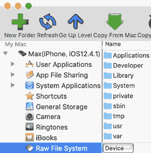 iPhoneのシステムファイルにアクセスする iFunbox
