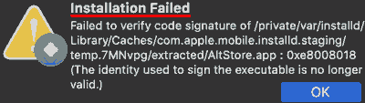altstore-Installation Failed 2