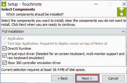 Select Components → Full installation → Next