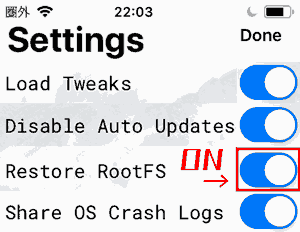 Turn on restore rootfs