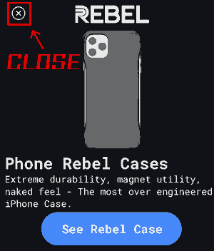 Use the X in the upper left corner to close the ad.