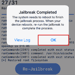 Jailbreak Completed for the second time, OK.