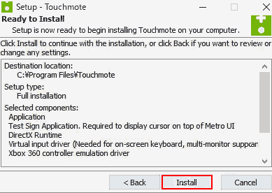 Ready to Install → Install
