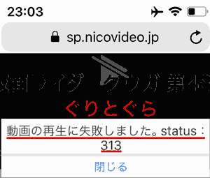 動画の再生に失敗しました。status: 313